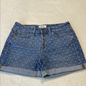 Sonoma Size 8 Women's Blue Denim Shorts with Button Fly , Star Pattern